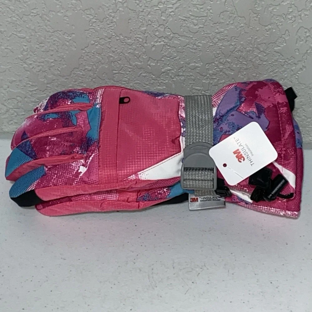 3M Thinsulate Ski Snowboard Gloves Waterproof Fleece Lined Women's Med Pink NEW